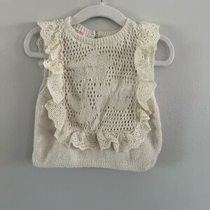 Zara Cream Knit Sleeveless Top with Ruffle Details 18-24 months